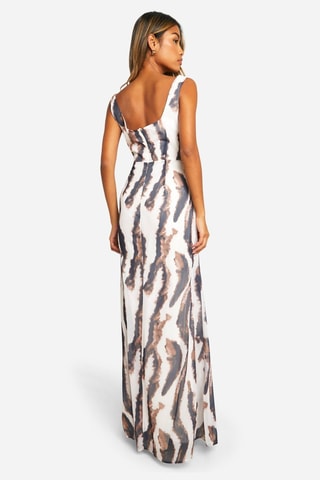 Robe longue - Blanc et marron