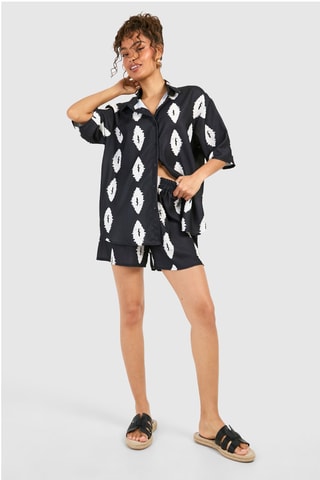 Chemisier relaxed et short relaxed taille haute - Noir