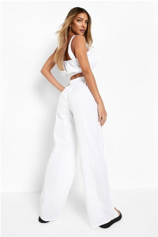Crop top et pantalon wide legs - Blanc