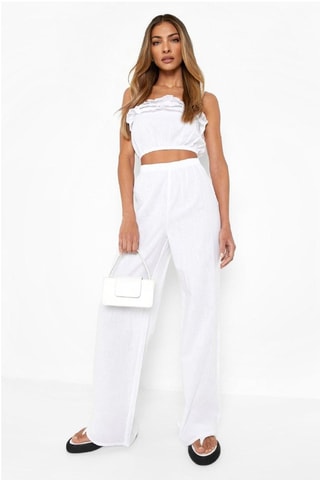 Crop top et pantalon wide legs - Blanc