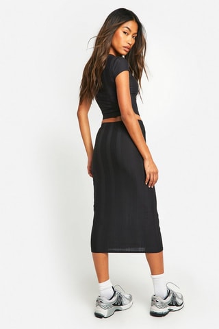 Crop top et jupe midi - Noir