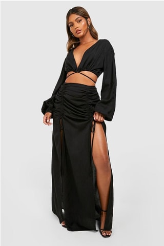 Crop top et jupe longue - Noir