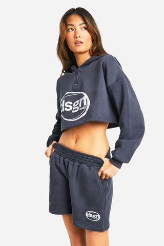 Sweat court à capuche et short - Gris foncé