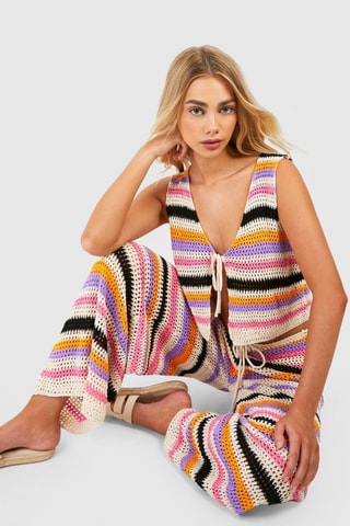 Gilet et pantalon wide legs - Rose