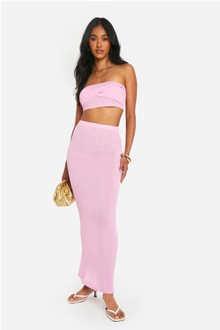 Crop top bustier et jupe longue - Rose