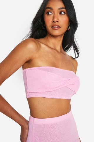 Crop top bustier et jupe longue - Rose