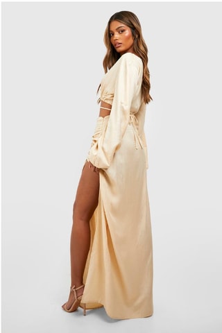 Crop top et jupe longue taille haute - Beige