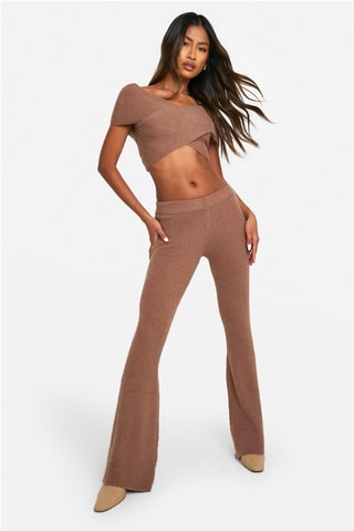 Crop top et pantalon flare - Marron