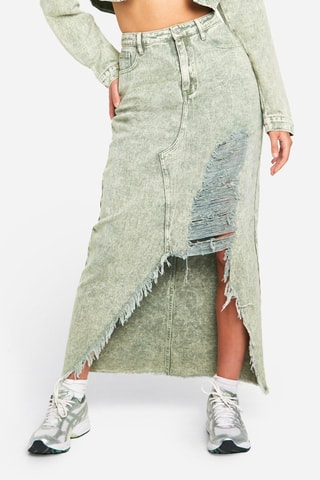 Jupe longue en jean - Kaki