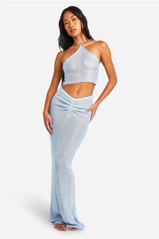 Crop top et jupe longue - Bleu clair