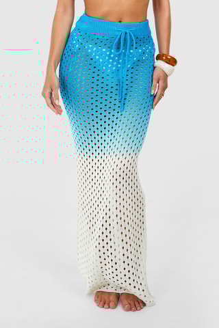 Jupe de plage dip and dye - Bleu et blanc