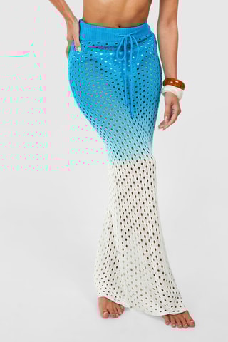 Jupe de plage dip and dye - Bleu et blanc