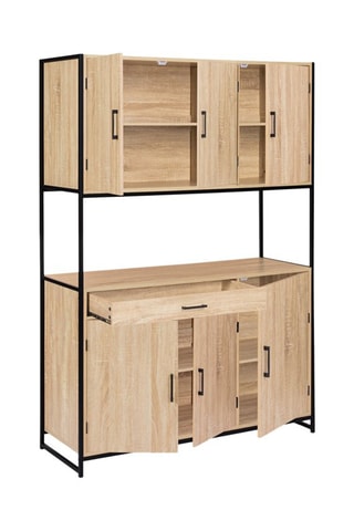 Móvel industrial 6 portas Memphis - Imitação em madeira e preto