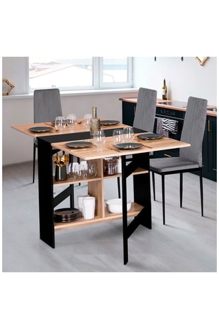 Mesa de consola dobrável Edi - Imitação de madeira e preto