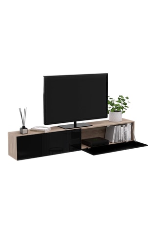 Meuble TV suspendu Michigan - Imitation bois et noir