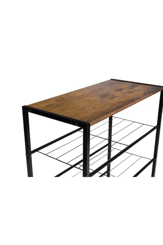 Sapateira Elize - Preto e imitação de madeira