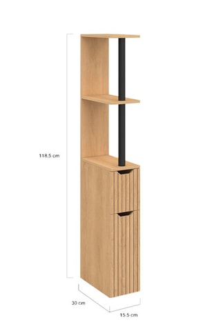 Coluna casa de banho com 2 portas Faustine - Imitação de madeira