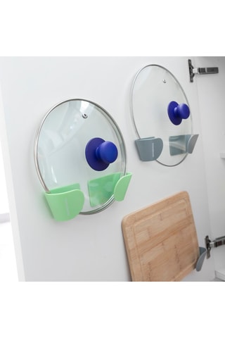 3 supports adhésifs pour couvercles de casseroles - Gris et vert