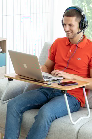 Table d'appoint pliable - Imitation bois et gris