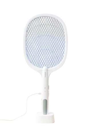 Raquette anti-insectes rechargeable 2-en-1 avec lumière UV