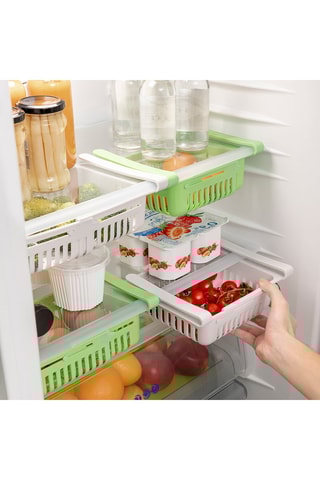 2 tiroirs de rangement réglables pour réfrigérateur - Vert et blanc