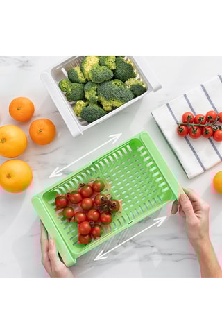 2 tiroirs de rangement réglables pour réfrigérateur - Vert et blanc
