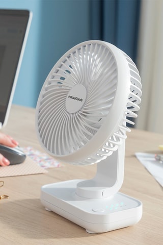 Ventilateur de bureau rechargeable - 13,8 x 18,3 x 7,5 cm - 4 vitesses