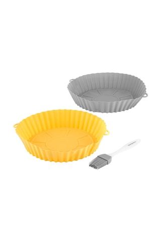 2 paniers en silicone et un pinceau - 
Gris et noir