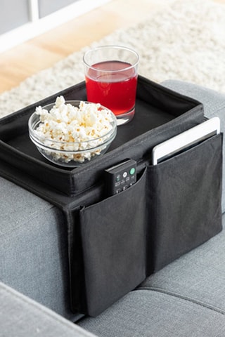 Organisateur de télécommandes avec plateau pour canapé - Noir