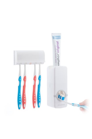 Distributeur de dentifrice avec porte-brosse à dents