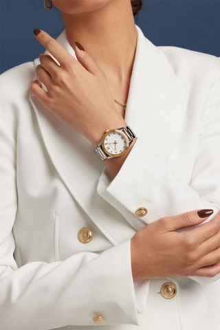 Stalen Quartz Horloge met Zirkonia’s Athens - Zilverkleurig en Goudkleurig