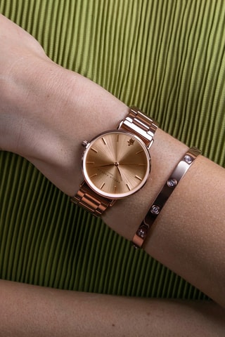 Stalen Quartz Horloge Roségoudkleurig