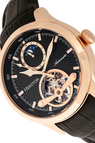 Leren Automatisch Horloge Gregory - Chronograaf - Zwart en Roségoudkleurig