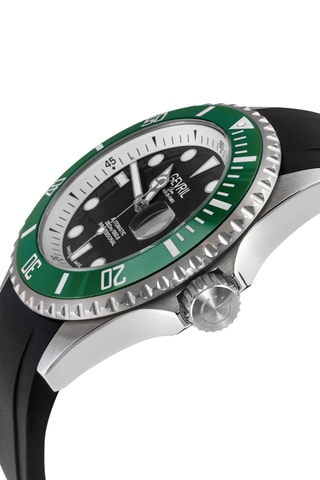 Rubberen Automatisch Horloge - Zwart en Groen