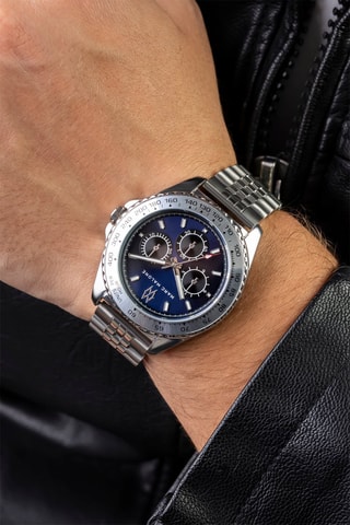 Stalen Quartz Horloge - Zilverkleurig en Blauw