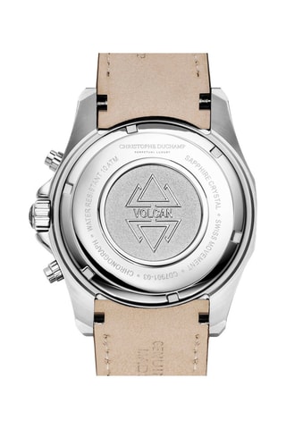 Montre à quartz en cuir Volcan - Tachymètre et chronographe - Marron et argenté