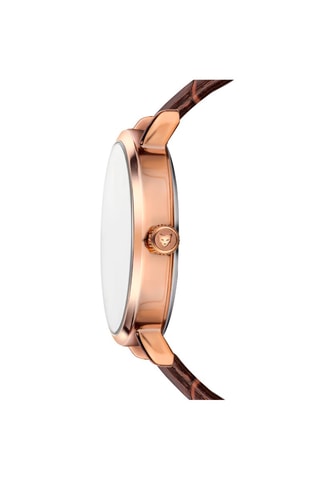 Leren Quartz Horloge Bologna Bruin en Roségoudkleurig