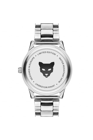 Stalen Quartz Horloge Lyon Zilverkleurig en Zwart