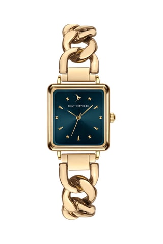 Stalen Quartz Horloge - Goudkleurig en blauw - Emily Westwood