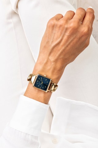 Stalen Quartz Horloge - Goudkleurig en blauw - Emily Westwood