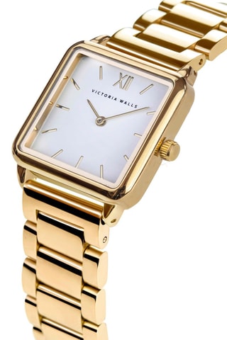 Stalen Quartz Horloge Goudkleurig en Wit - Victoria Walls