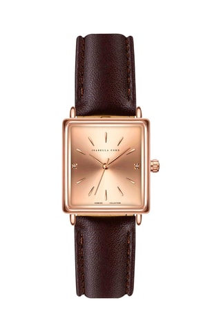 Leren Quartz Horloge met Diamanten Florence