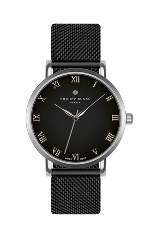 Stalen Quartz Horloge Zwart en Zilverkleurig