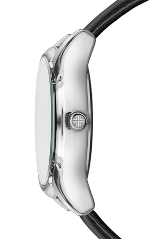 Leren Quartz Horloge- Zwart en Zilverkleurig