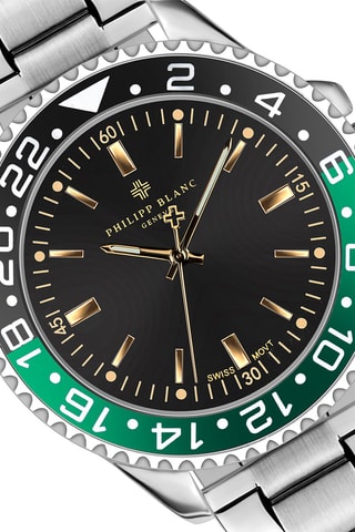 Set Doublé Zilver Ion en Leren Quartz Horloge en Leren Horlogeband Olympe