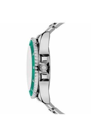 Stalen Quartz Horloge Zilverkleurig en Groen