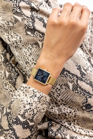 Japans Stalen Quartz Horloge Goudkleurig en blauw - Walter Bach