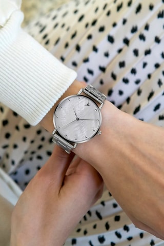 Stalen en Parelmoeren Quartz Horloge   Zilverkleurig - Emily Westwood