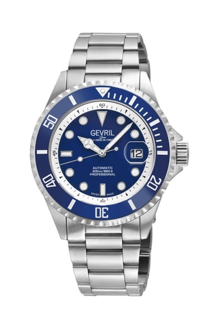 Automatisch Stalen Horloge  Zilverkleurig en Blauw