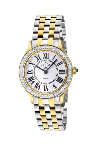 Stalen en Diamanten Quartz Horloge - Zilverkleurig, Goudkleurig en Wit